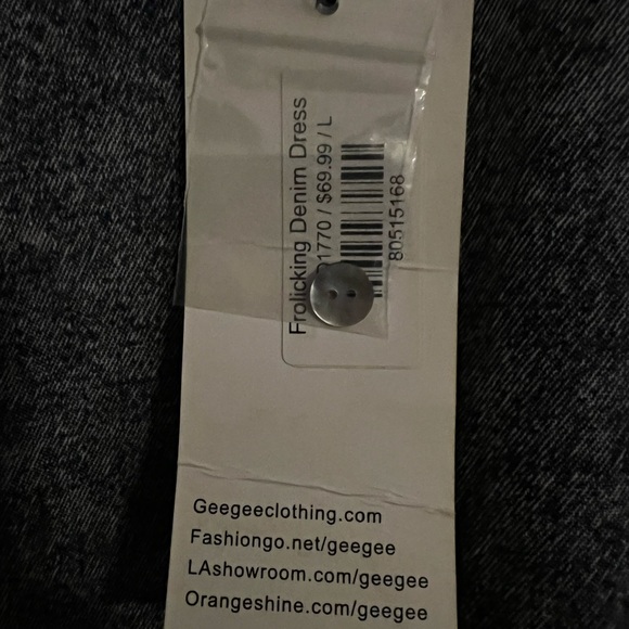 GeeGee Frolicking Denim Babydoll Dress Size Large - Picture 6 of 6